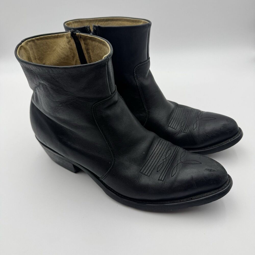 Durango TR820 Black Leather Side Zip Western Cowboy Ankle Boots Mens Size 13D